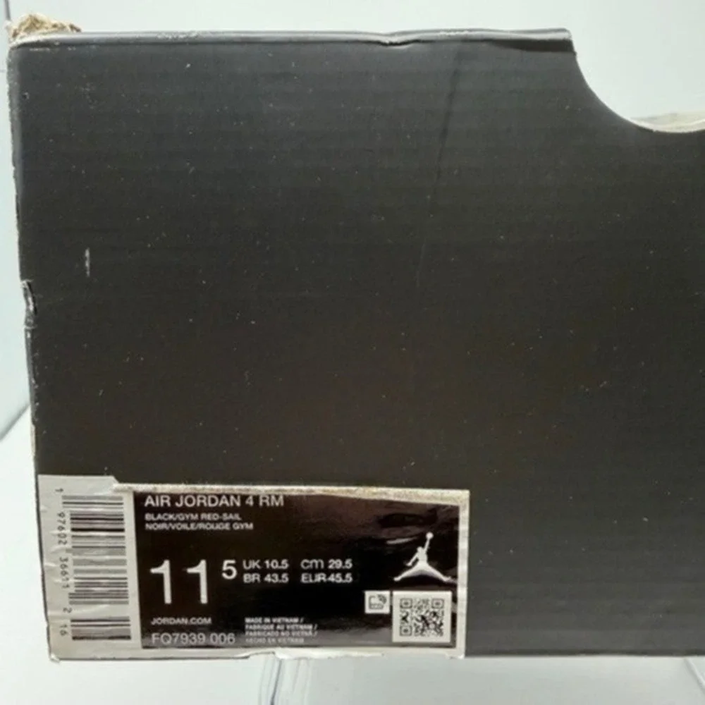 Air Jordan 4 RM Black/Gym Red/Sail/Coconut Sneakers Mens 11.5 - NWT FQ7939 006‎